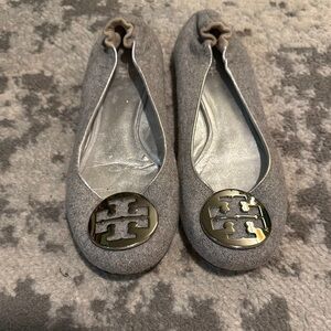 Tory Burch Reva Ballet Flats Brushed Gray Size 8.5